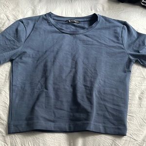 zara blue grey cropped top